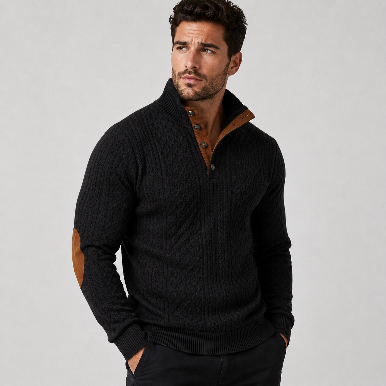 Pull Homme Premium | Maille Douce, Col Montant & Confort Élégant