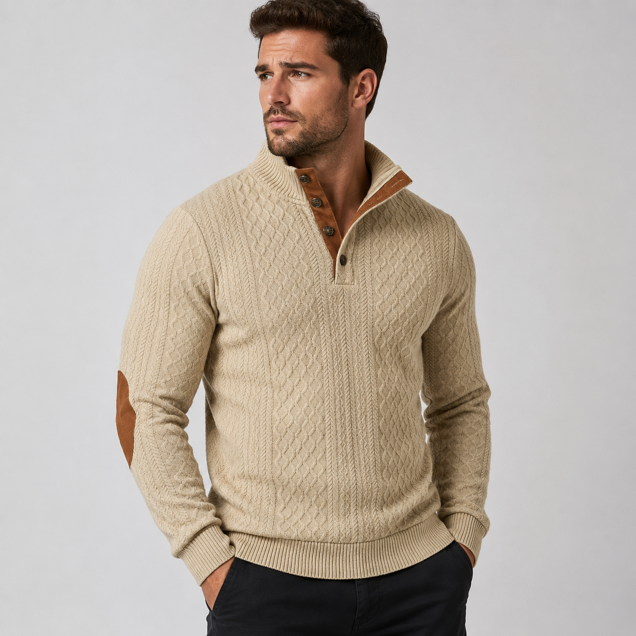 Pull Homme Premium | Maille Douce, Col Montant & Confort Élégant